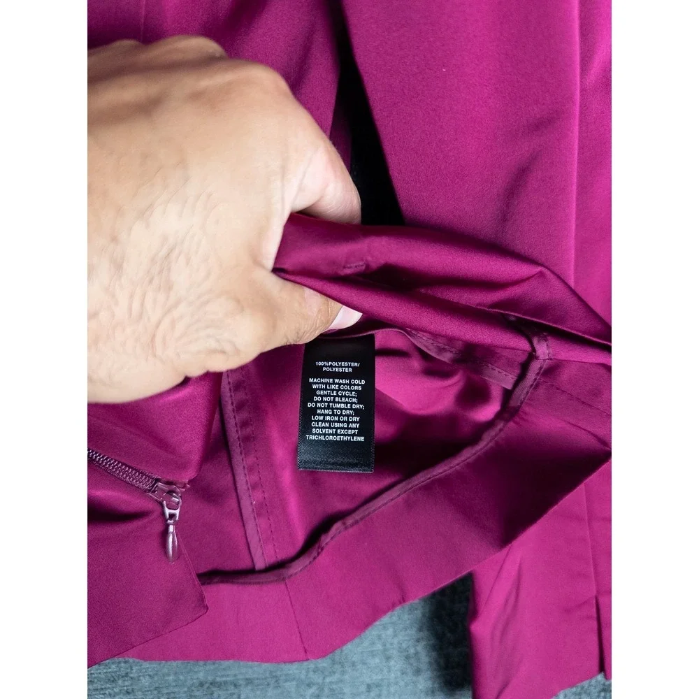 Lafayette 148 Jacket Womens 8P Fuchsia Full Zip Collarless Solid Minimalist